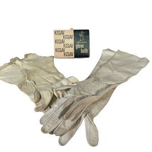 Vintage KISLAV Effervescent Glove Bath and 2 pair of Small Leather Gloves